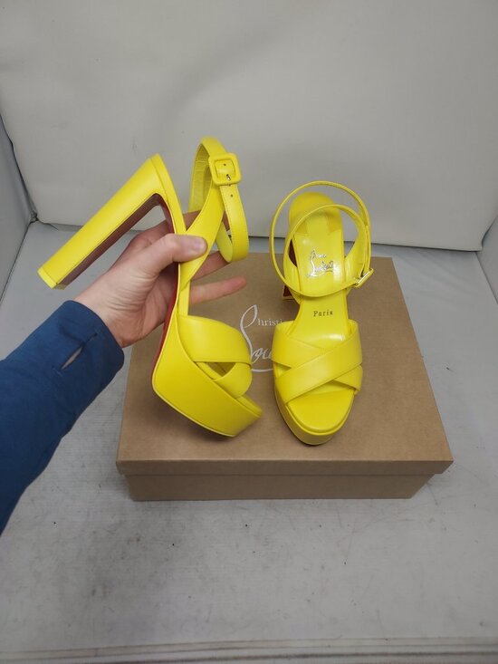 Christian Louboutin Shoes - Christian Louboutin Yellow Strappy Supramariza Platform Sandal